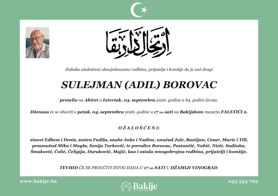Smrtovnica — Sulejman (Adil) Borovac
