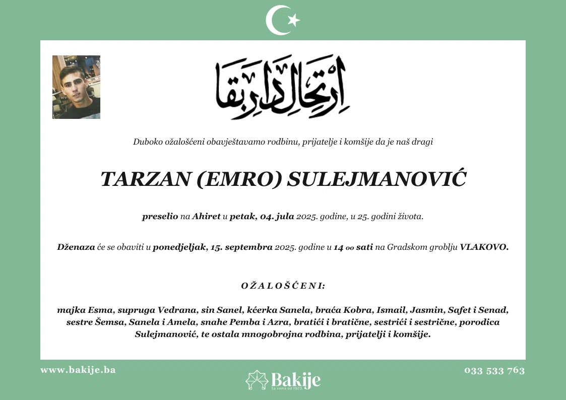 Smrtovnica — Tarzan (Emro) Sulejmanović