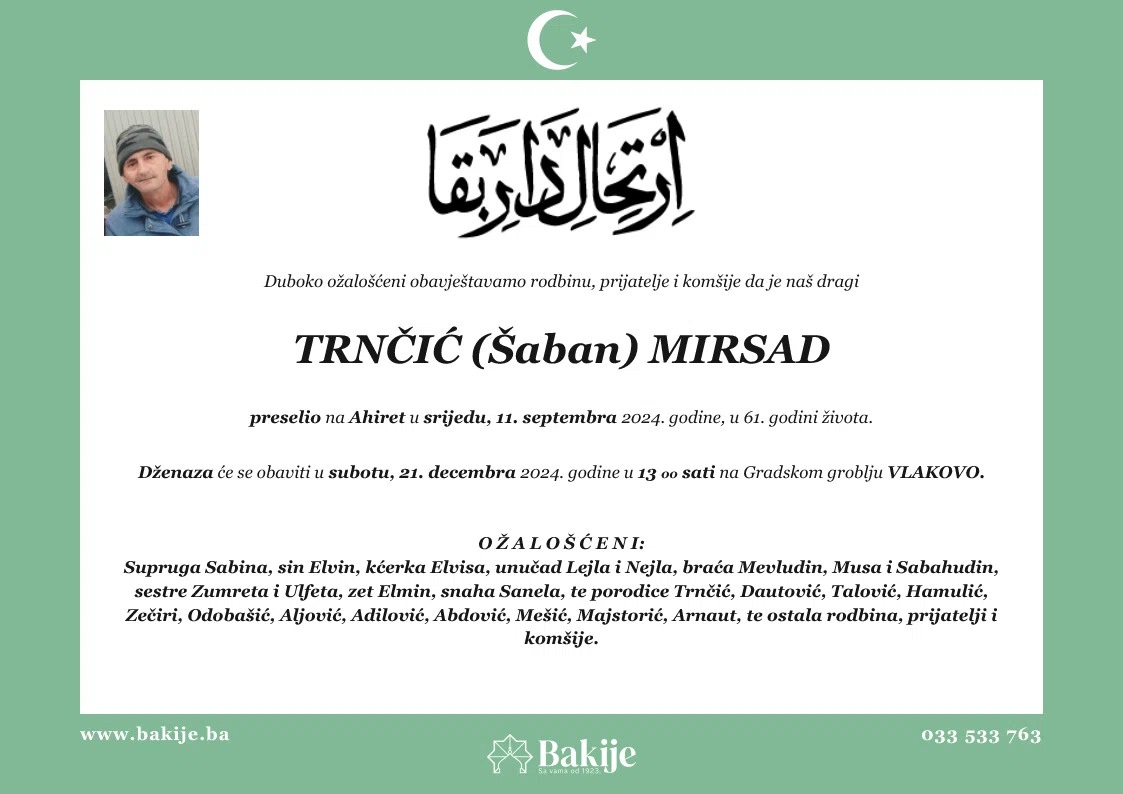 Smrtovnica — Trnčić (Šaban) Mirsad