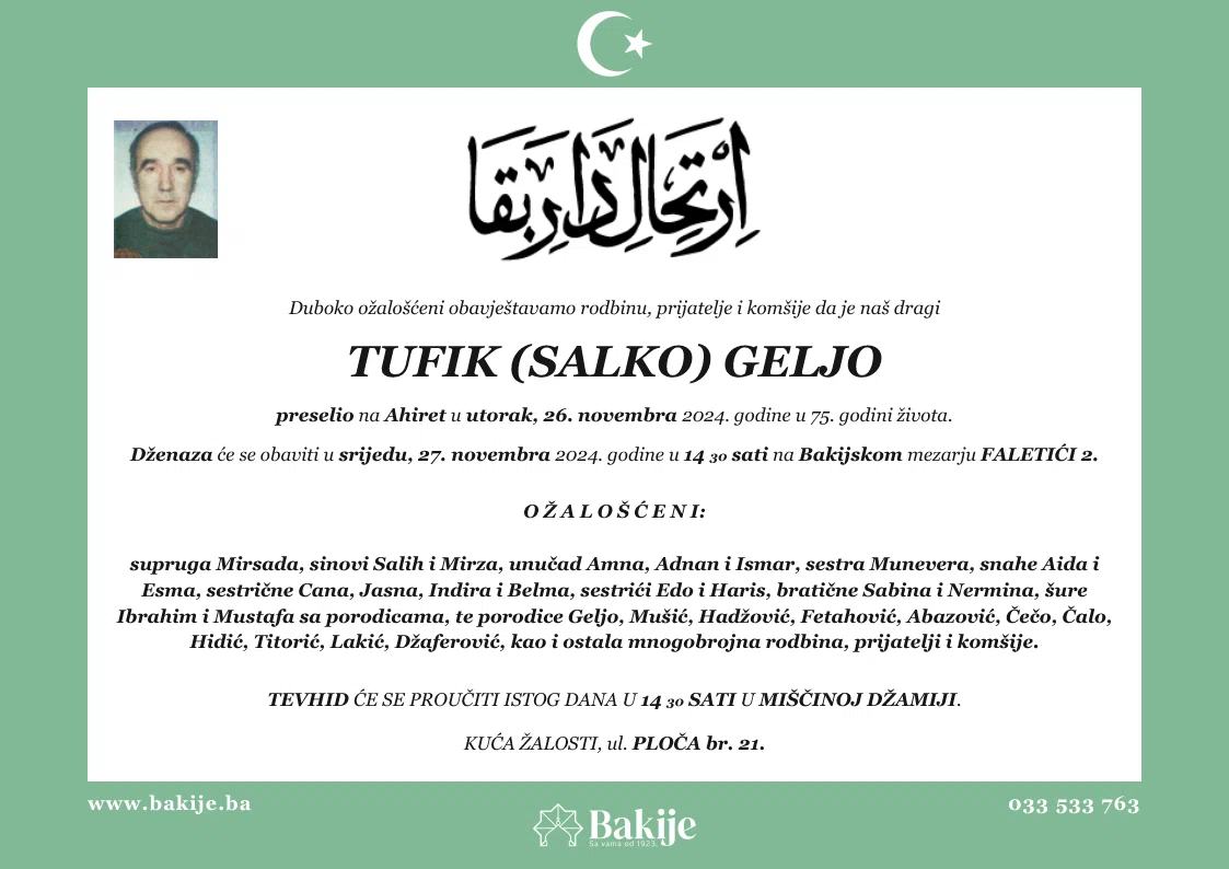 Smrtovnica — Tufik (Salko) Geljo