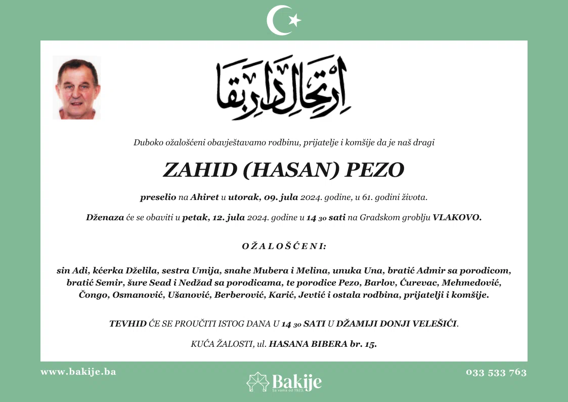 Smrtovnica — Zahid (Hasan) Pezo