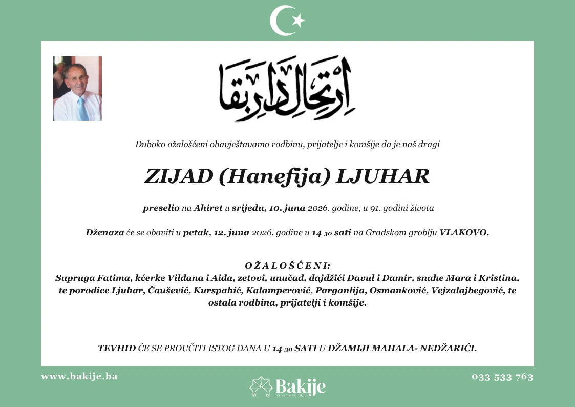 Smrtovnica — Zijad (Hanefija) Ljuhar