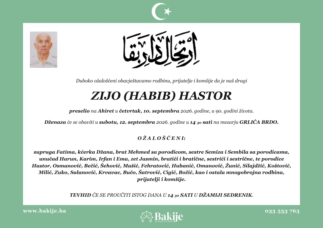 Smrtovnica — Zijo (Habib) Hastor