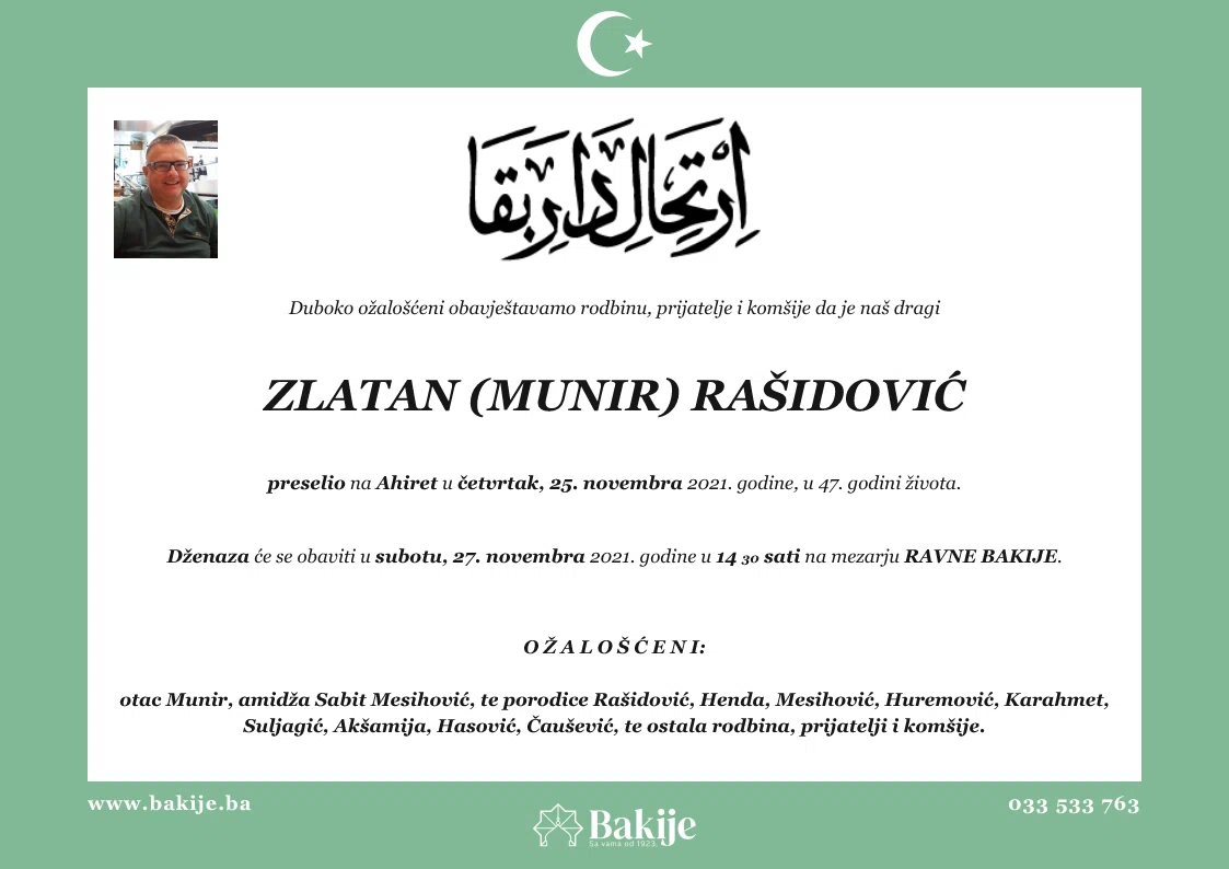 Smrtovnica — Zlatan (Munir) Rašidović