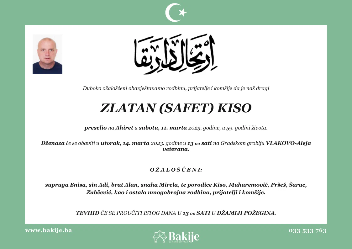 Smrtovnica — Zlatan (Safet) Kiso